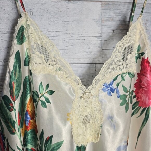 Vintage Deena Floral Lace Trim Slip Dress Sz M - Picture 3 of 11